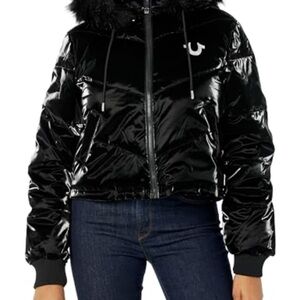 True Religion Glossy Black Puffer Coat